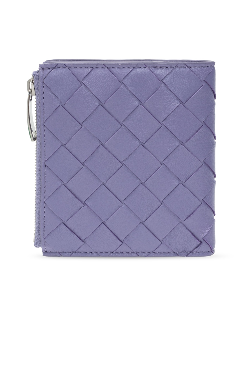 Bottega Veneta store Lavender Purple Long Leather Intrecciato Woven Wallet Card Case